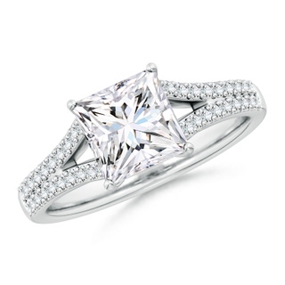 7mm FGVS Lab-Grown Solitaire Princess-Cut Diamond Split Shank Engagement Ring in P950 Platinum