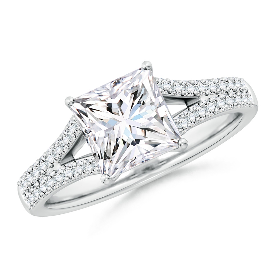 7mm FGVS Lab-Grown Solitaire Princess-Cut Diamond Split Shank Engagement Ring in White Gold 