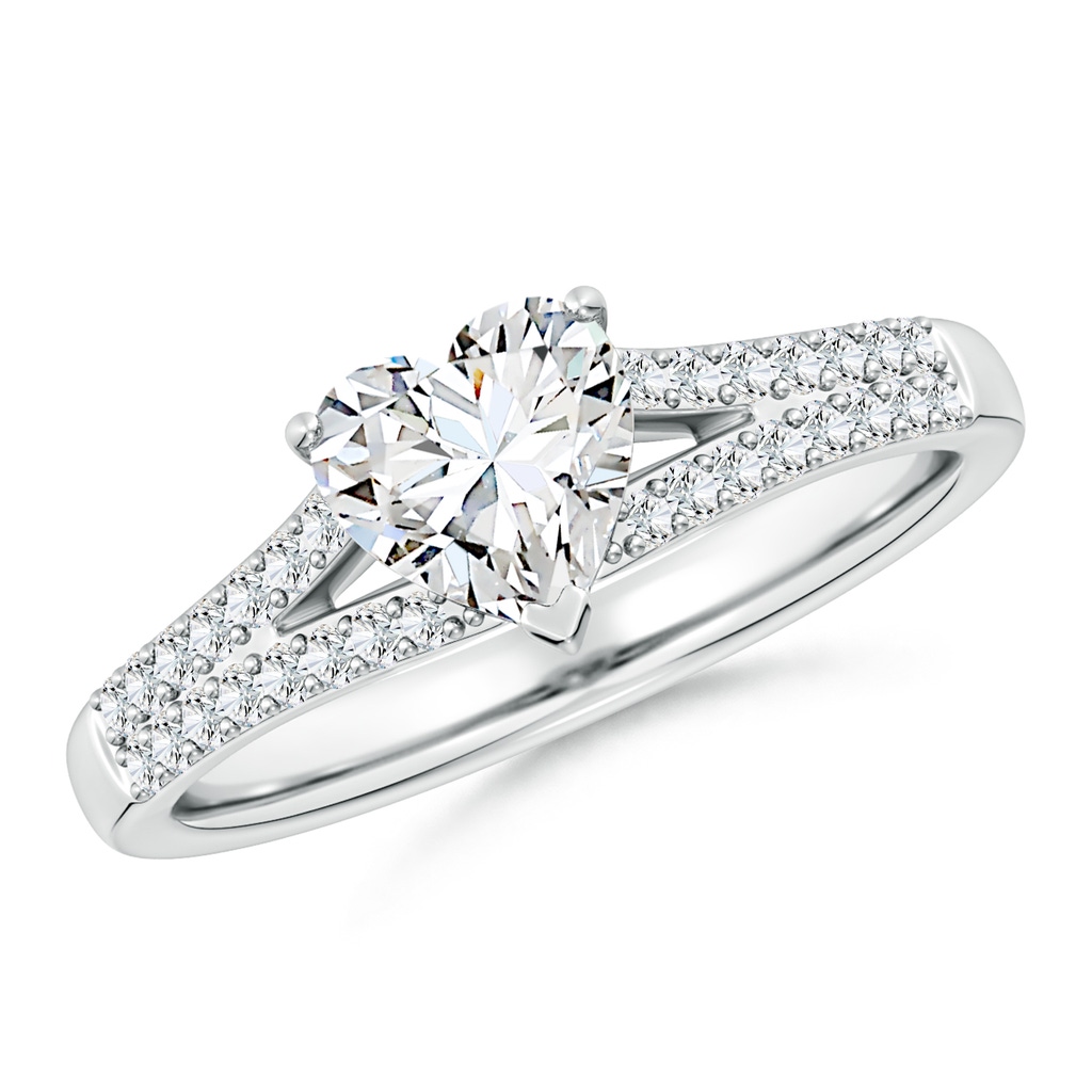 6.5mm FGVS Lab-Grown Solitaire Heart-Shaped Diamond Split Shank Engagement Ring in 18K White Gold