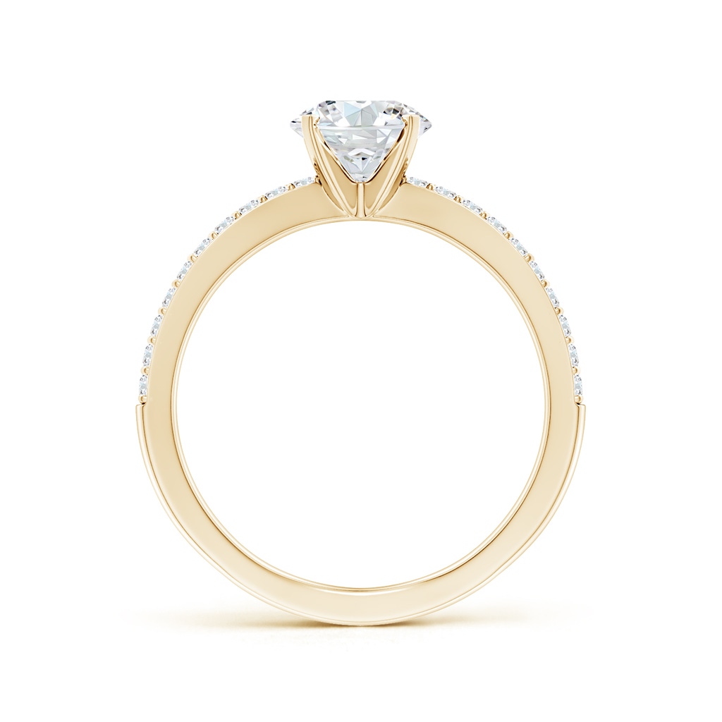 6.5mm FGVS Lab-Grown Solitaire Round Diamond Crossover Shank Engagement Ring in Yellow Gold Side 199