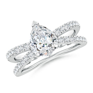 9x7mm FGVS Lab-Grown Solitaire Pear Diamond Crossover Shank Engagement Ring in P950 Platinum