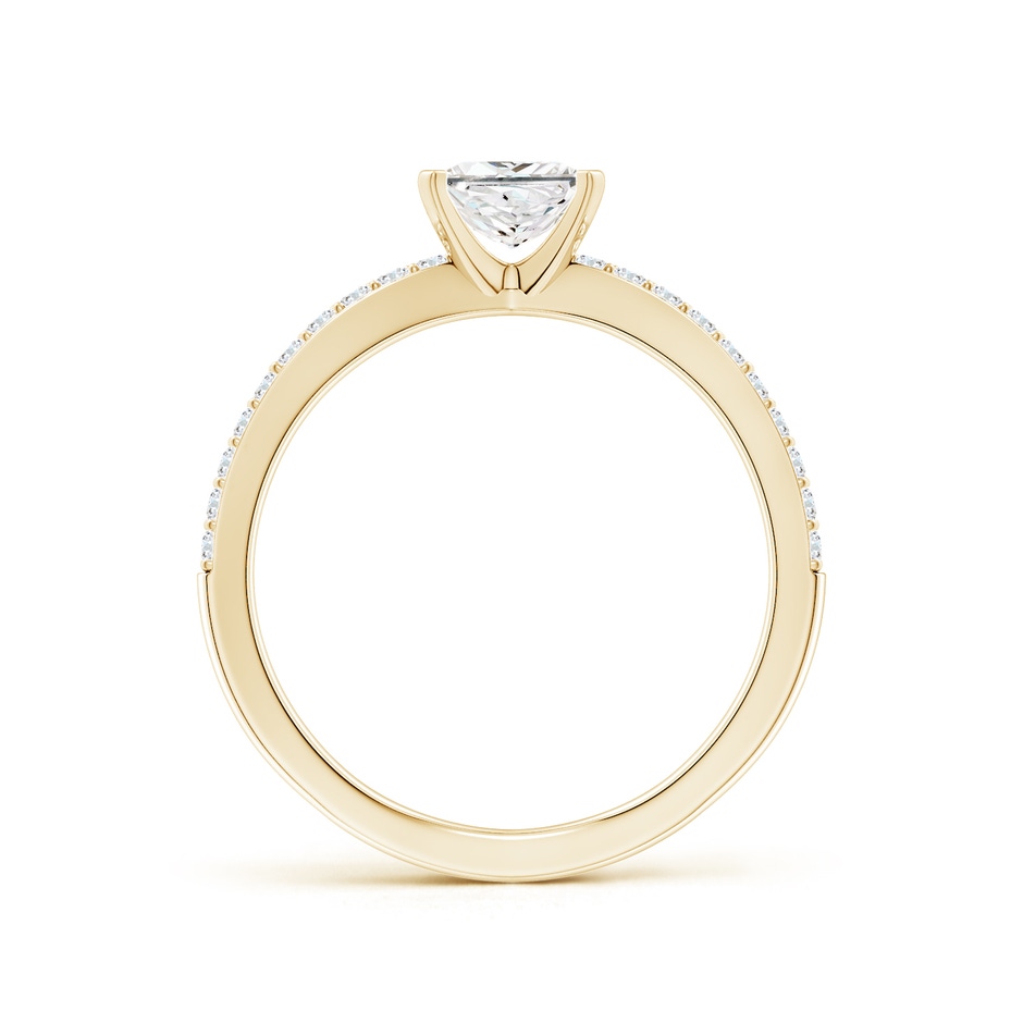 5.5mm FGVS Lab-Grown Solitaire Princess-Cut Diamond Crossover Shank Engagement Ring in Yellow Gold side 199