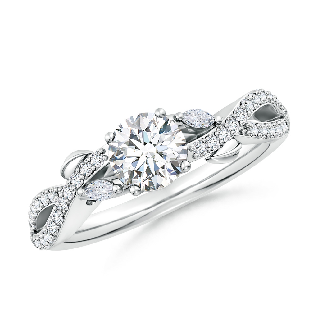 5.9mm FGVS Lab-Grown Nature-Inspired Round and Marquise Diamond Side Stone Engagement Ring in White Gold