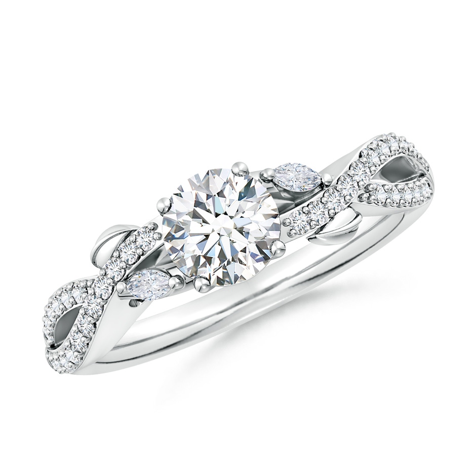 5.9mm FGVS Lab-Grown Nature-Inspired Round and Marquise Diamond Side Stone Engagement Ring in White Gold 