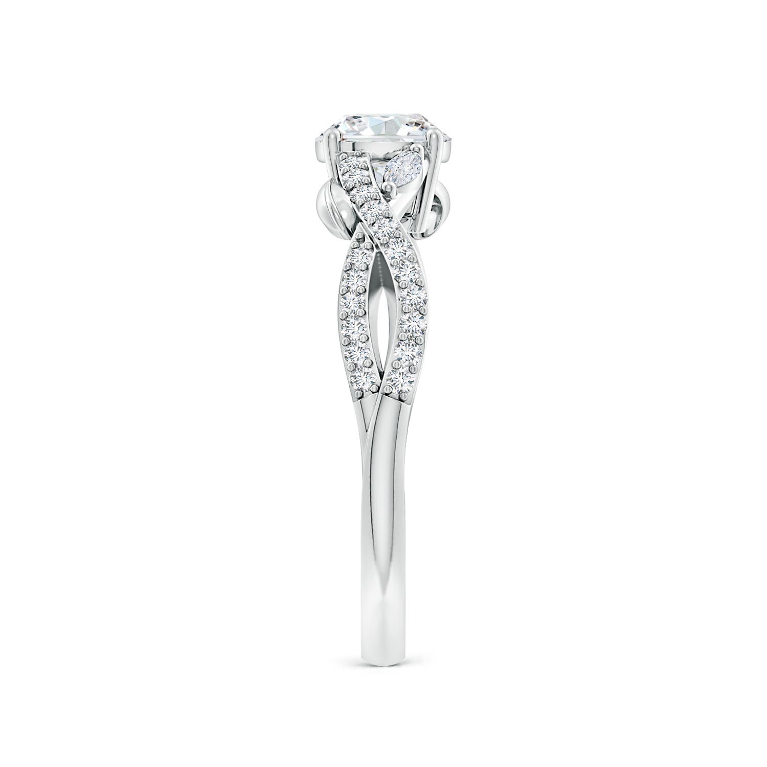 5.9mm FGVS Lab-Grown Nature-Inspired Round and Marquise Diamond Side Stone Engagement Ring in White Gold - side 4