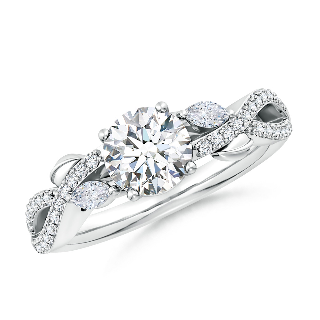 6.5mm FGVS Lab-Grown Nature-Inspired Round and Marquise Diamond Side Stone Engagement Ring in P950 Platinum