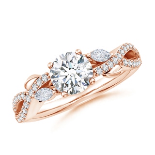 6.5mm FGVS Lab-Grown Nature-Inspired Round and Marquise Diamond Side Stone Engagement Ring in Rose Gold