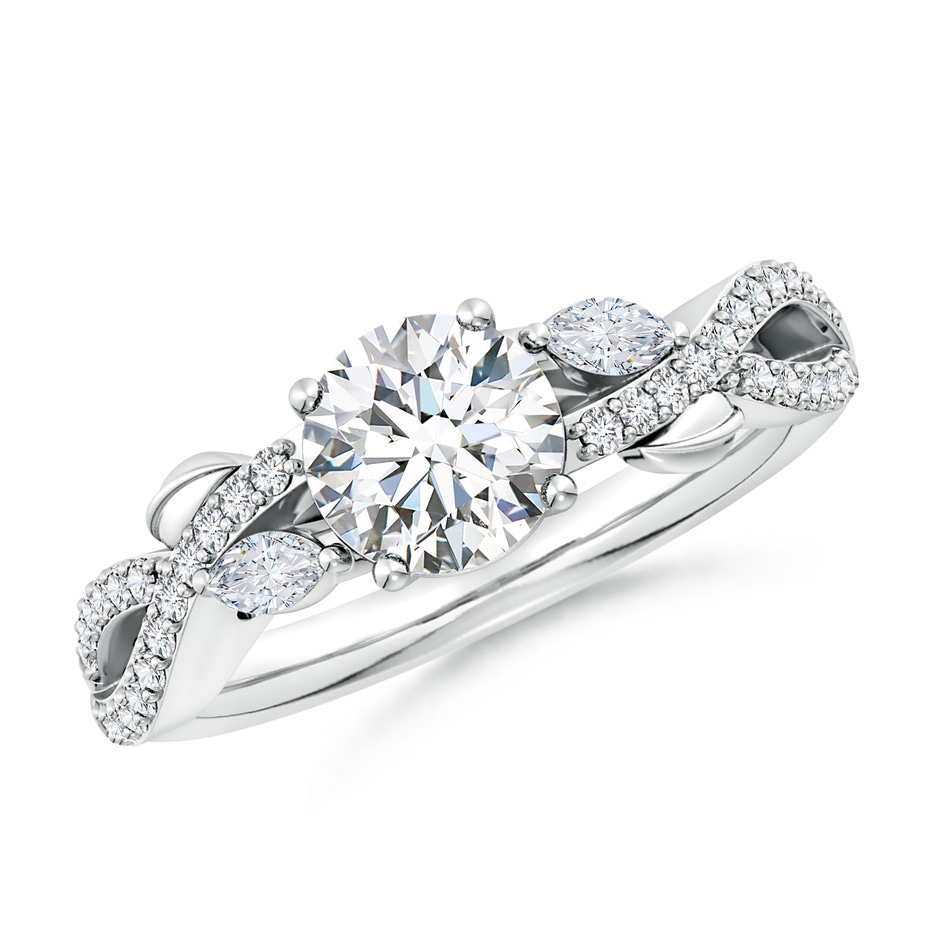 6.5mm FGVS Lab-Grown Nature-Inspired Round and Marquise Diamond Side Stone Engagement Ring in White Gold 