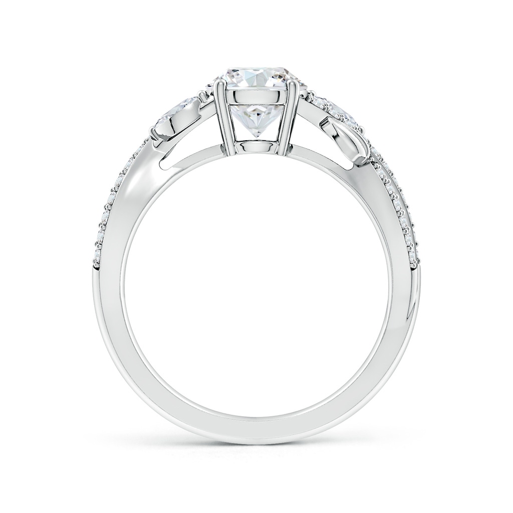 6.5mm FGVS Lab-Grown Nature-Inspired Round and Marquise Diamond Side Stone Engagement Ring in White Gold Side 199