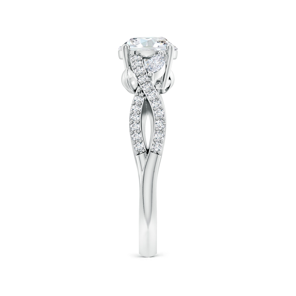 6.5mm FGVS Lab-Grown Nature-Inspired Round and Marquise Diamond Side Stone Engagement Ring in White Gold Side 299