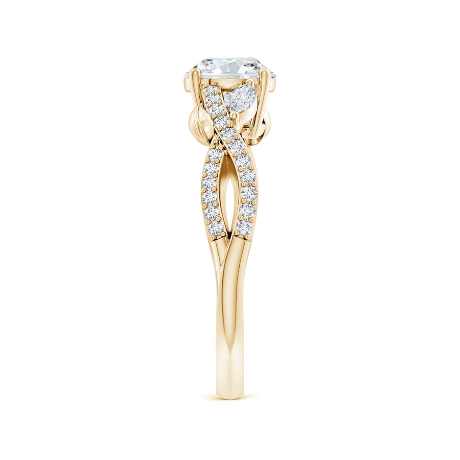6.5mm FGVS Lab-Grown Nature-Inspired Round and Marquise Diamond Side Stone Engagement Ring in Yellow Gold side 299