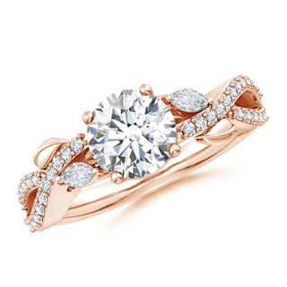 7.4mm FGVS Lab-Grown Nature-Inspired Round and Marquise Diamond Side Stone Engagement Ring in 18K Rose Gold