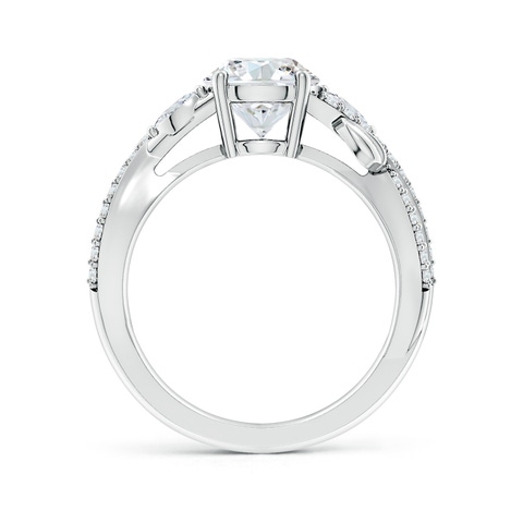 7.4mm FGVS Lab-Grown Nature-Inspired Round and Marquise Diamond Side Stone Engagement Ring in 18K White Gold
