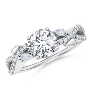 7.4mm FGVS Lab-Grown Nature-Inspired Round and Marquise Diamond Side Stone Engagement Ring in P950 Platinum