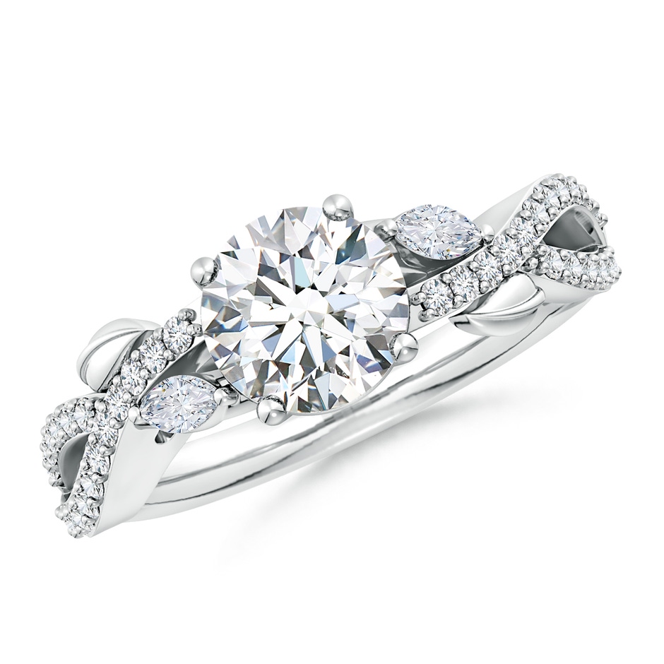 7.4mm FGVS Lab-Grown Nature-Inspired Round and Marquise Diamond Side Stone Engagement Ring in White Gold 