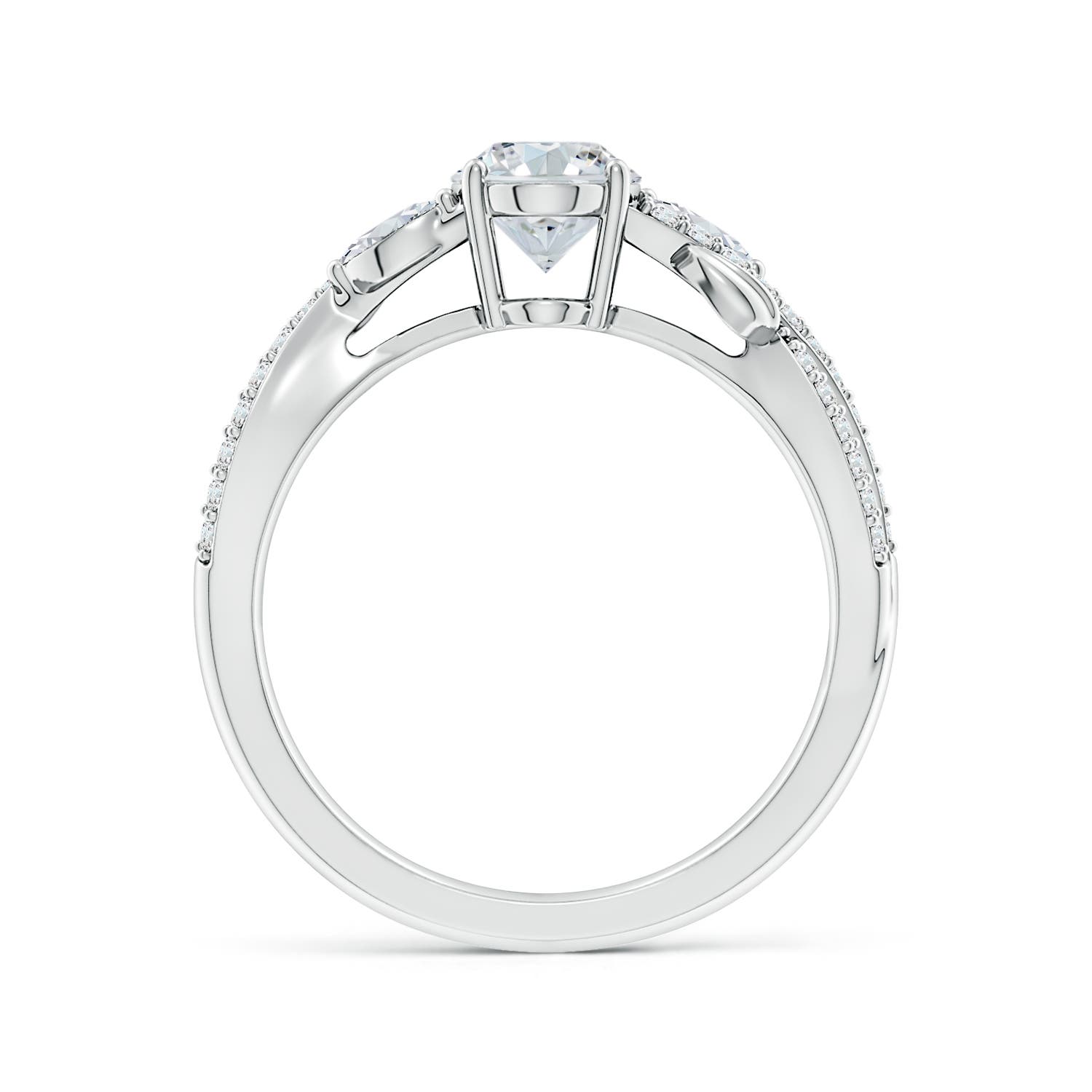 7.7x5.7mm FGVS Lab-Grown Nature-Inspired Oval and Marquise Diamond Side Stone Engagement Ring in 18K White Gold