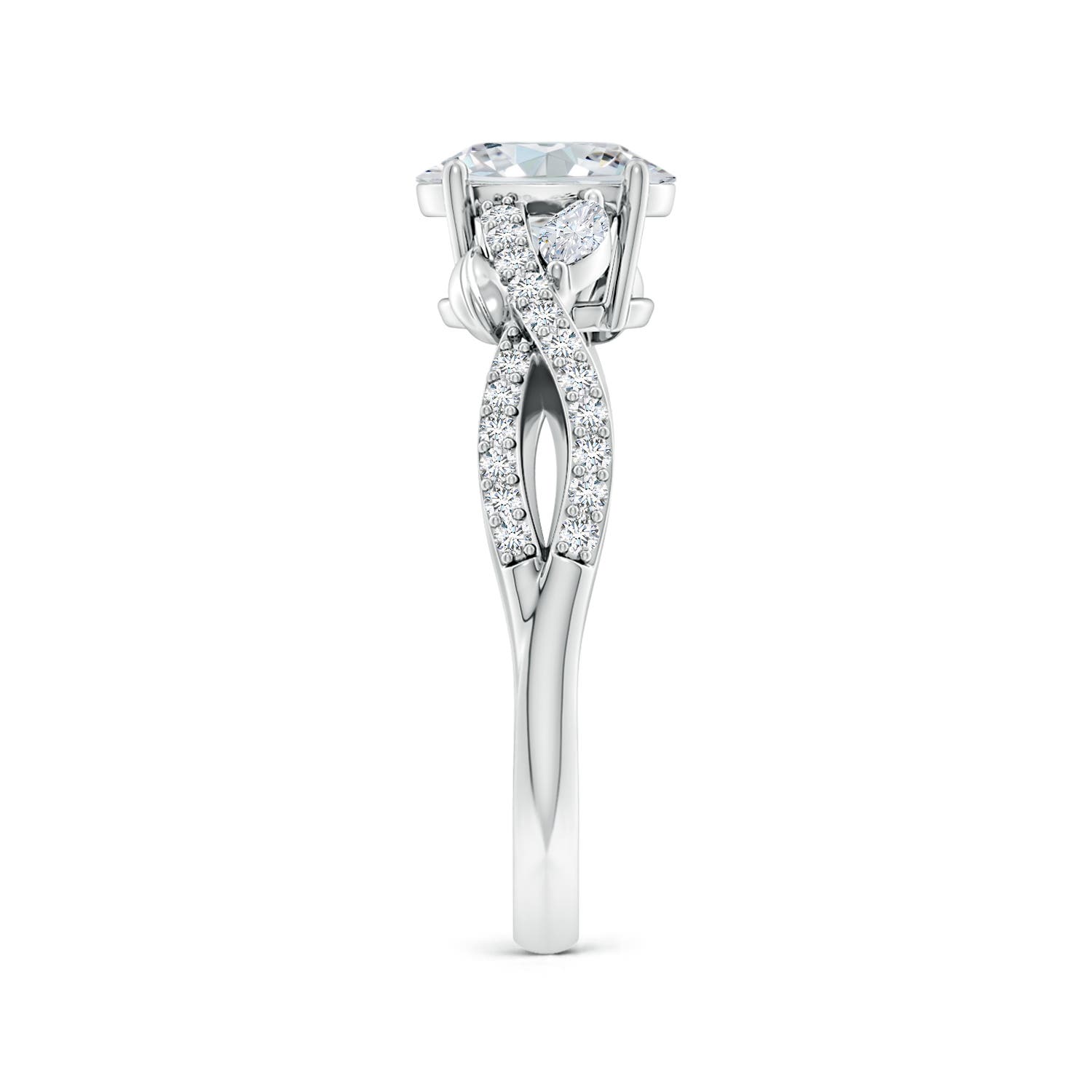 7.7x5.7mm FGVS Lab-Grown Nature-Inspired Oval and Marquise Diamond Side Stone Engagement Ring in White Gold - side 4
