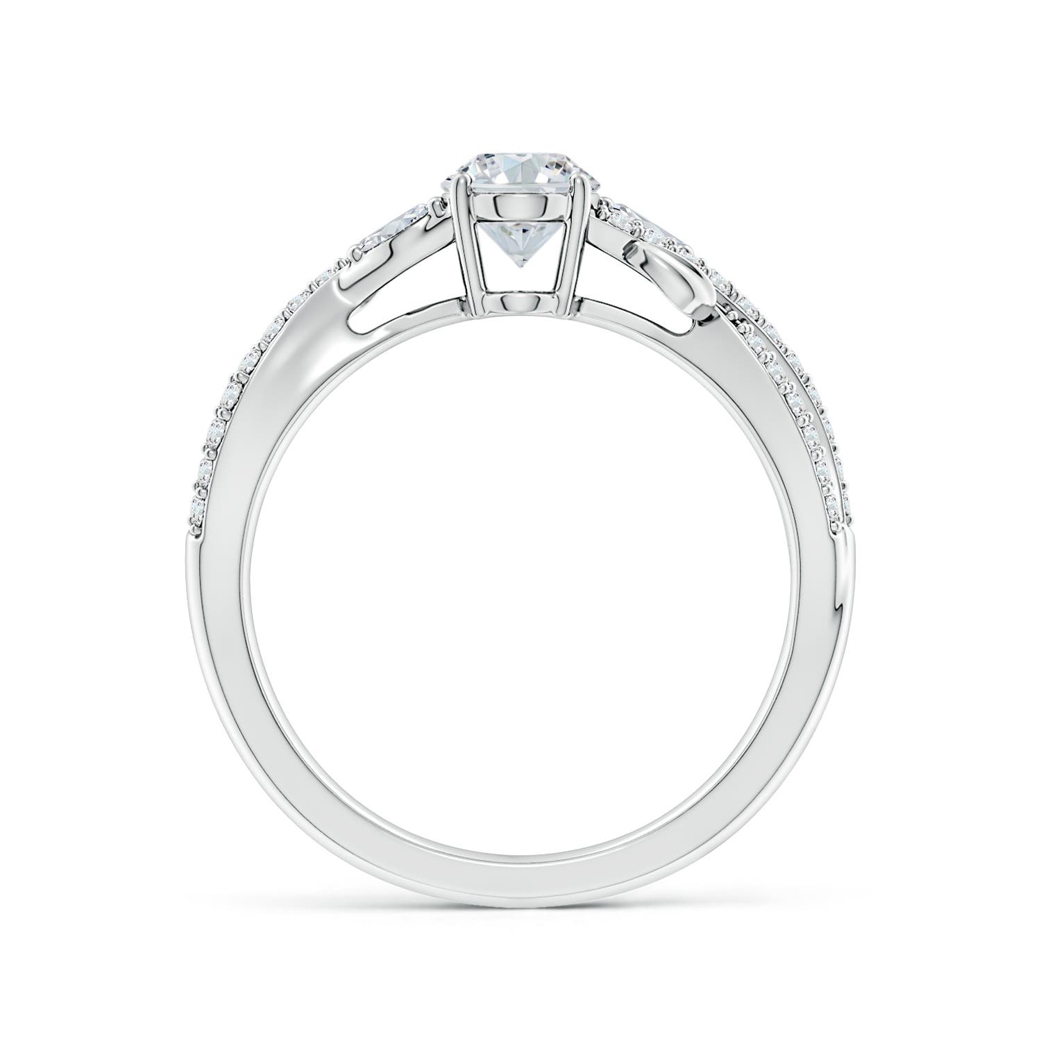 7x5mm FGVS Lab-Grown Nature-Inspired Oval and Marquise Diamond Side Stone Engagement Ring in 18K White Gold