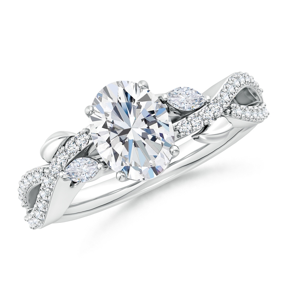 8.5x6.5mm FGVS Lab-Grown Nature-Inspired Oval and Marquise Diamond Side Stone Engagement Ring in White Gold 