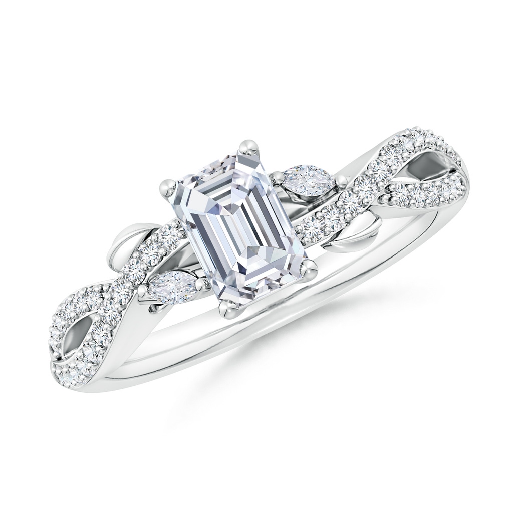 6.5x4.5mm FGVS Lab-Grown Nature-Inspired Emerald-Cut and Marquise Diamond Side Stone Engagement Ring in White Gold