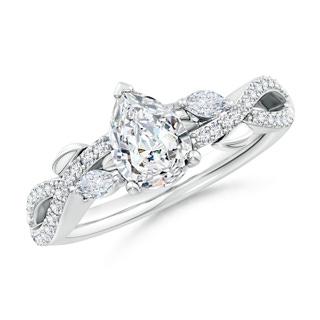 7.7x5.7mm FGVS Lab-Grown Nature-Inspired Pear and Marquise Diamond Side Stone Engagement Ring in White Gold
