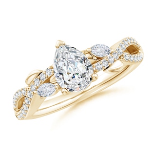 7.7x5.7mm FGVS Lab-Grown Nature-Inspired Pear and Marquise Diamond Side Stone Engagement Ring in Yellow Gold