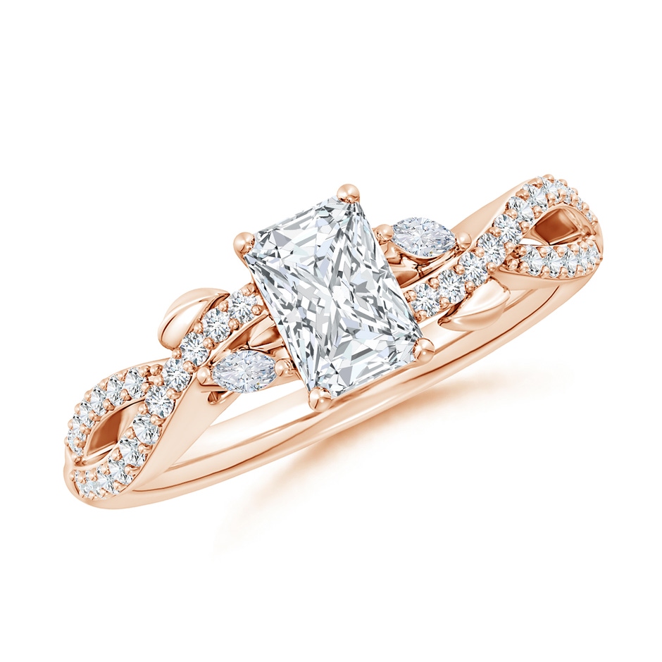 6.5x4.5mm FGVS Lab-Grown Nature-Inspired Radiant-Cut and Marquise Diamond Side Stone Engagement Ring in Rose Gold 