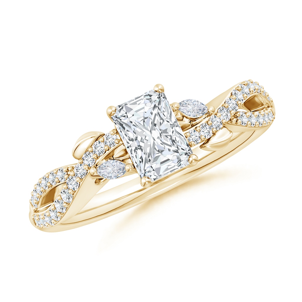 6.5x4.5mm FGVS Lab-Grown Nature-Inspired Radiant-Cut and Marquise Diamond Side Stone Engagement Ring in Yellow Gold