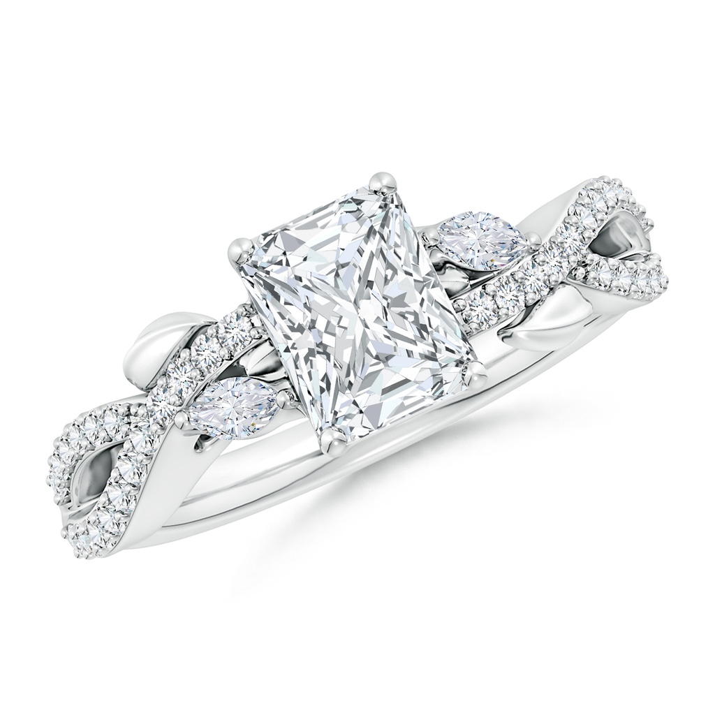 7.5x5.8mm FGVS Lab-Grown Nature-Inspired Radiant-Cut and Marquise Diamond Side Stone Engagement Ring in P950 Platinum