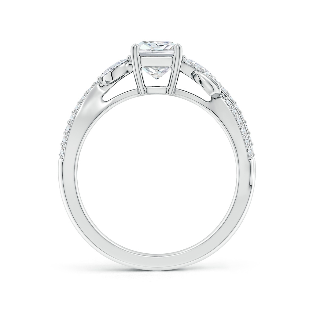 7x5mm FGVS Lab-Grown Nature-Inspired Radiant-Cut and Marquise Diamond Side Stone Engagement Ring in White Gold - side 199