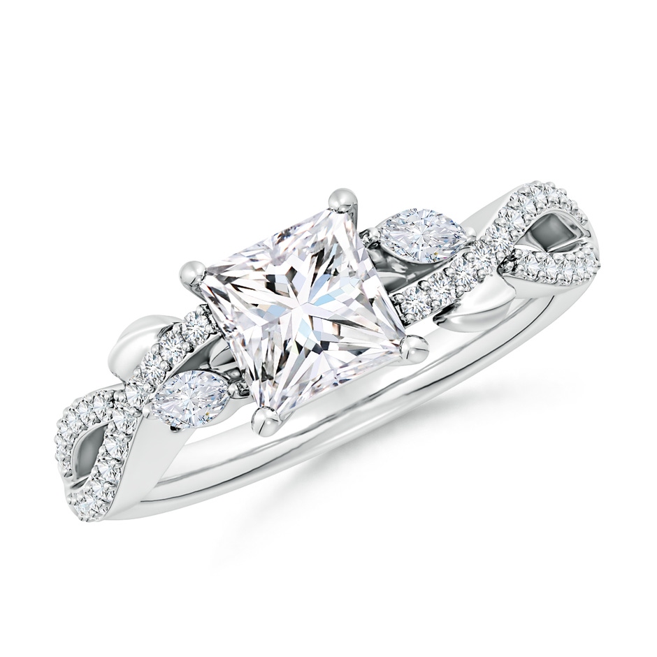 5.5mm FGVS Lab-Grown Nature-Inspired Princess-Cut and Marquise Diamond Side Stone Engagement Ring in P950 Platinum 