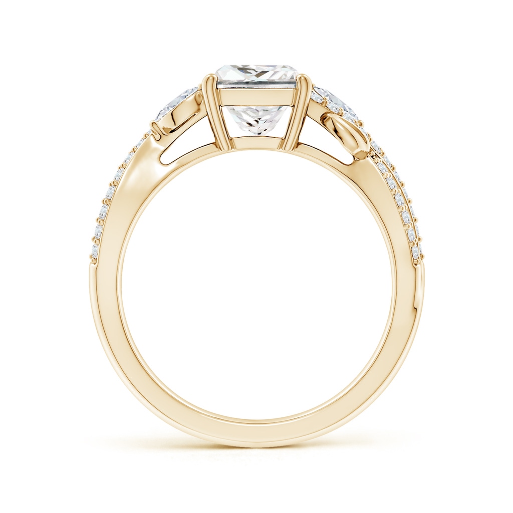5.5mm FGVS Lab-Grown Nature-Inspired Princess-Cut and Marquise Diamond Side Stone Engagement Ring in Yellow Gold - side 199