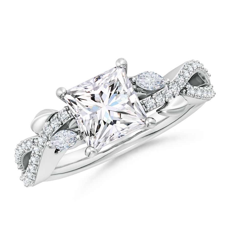 6.5mm FGVS Lab-Grown Nature-Inspired Princess-Cut and Marquise Diamond Side Stone Engagement Ring in White Gold 