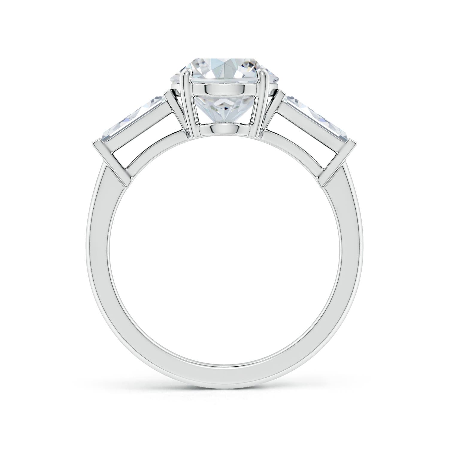 10x8mm FGVS Lab-Grown Oval and Tapered Baguette Diamond Side Stone Engagement Ring in White Gold - side 3