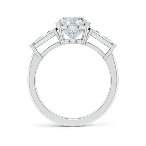 12x8mm FGVS Lab-Grown Oval and Tapered Baguette Diamond Side Stone Engagement Ring in 18K White Gold
