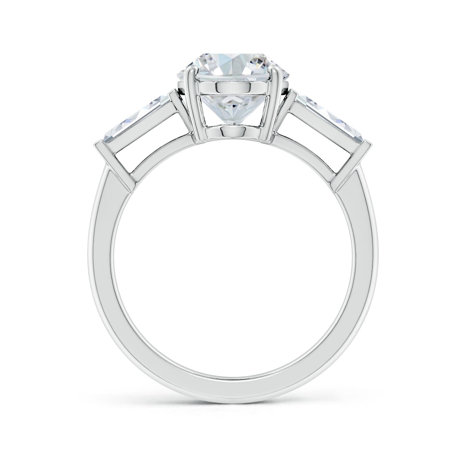 12x8mm FGVS Lab-Grown Oval and Tapered Baguette Diamond Side Stone Engagement Ring in White Gold