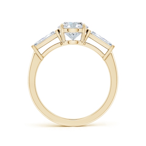 9x7mm FGVS Lab-Grown Oval and Tapered Baguette Diamond Side Stone Engagement Ring in Yellow Gold