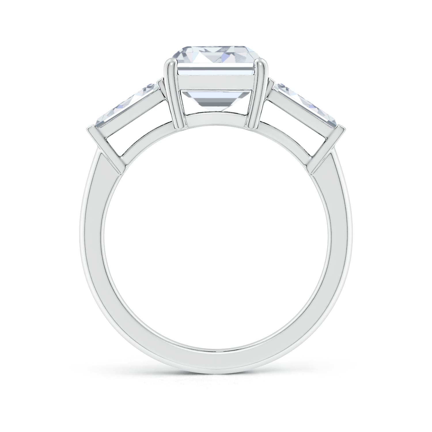 10x7.5mm FGVS Lab-Grown Emerald-Cut and Tapered Baguette Diamond Side Stone Engagement Ring in White Gold