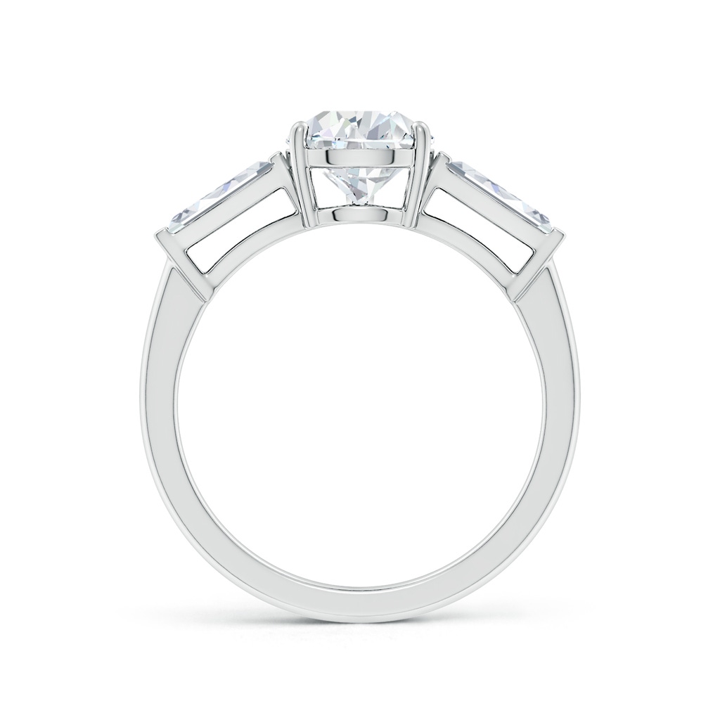 9x7mm FGVS Lab-Grown Pear and Tapered Baguette Diamond Side Stone Engagement Ring in P950 Platinum - side 199