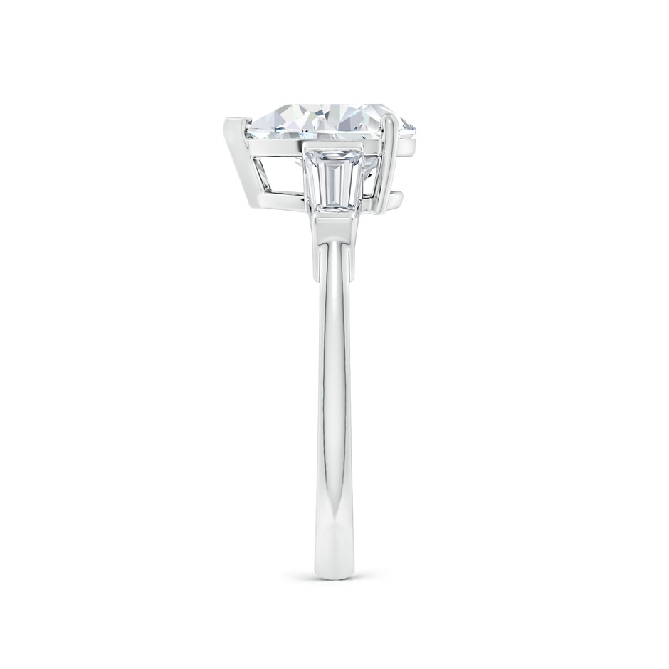 9x7mm FGVS Lab-Grown Pear and Tapered Baguette Diamond Side Stone Engagement Ring in White Gold side 299