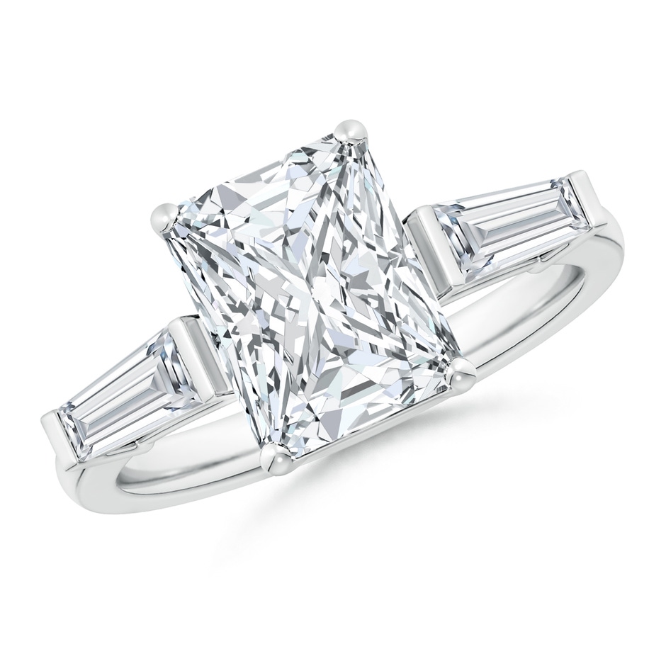 9.5x7.5mm FGVS Lab-Grown Radiant-Cut and Tapered Baguette Diamond Side Stone Engagement Ring in P950 Platinum 