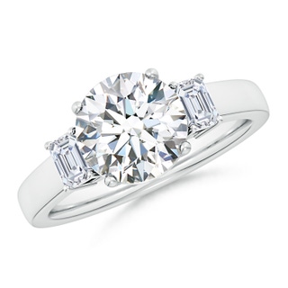 8.9mm FGVS Lab-Grown Round and Emerald-Cut Diamond Three Stone Engagement Ring in P950 Platinum