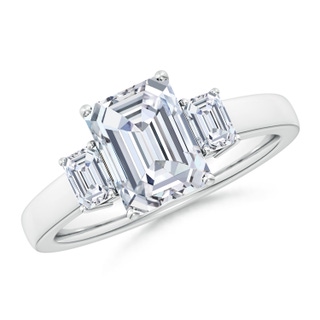 8.5x6.5mm FGVS Lab-Grown Emerald-Cut Diamond Three Stone Engagement Ring in P950 Platinum