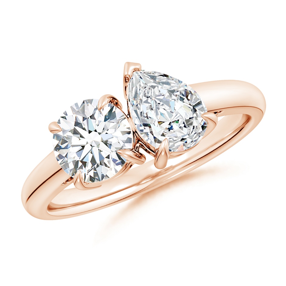 6.5mm FGVS Lab-Grown Round & Pear Diamond Two-Stone Engagement Ring in Rose Gold 