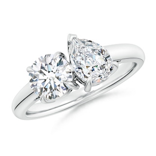 6.5mm FGVS Lab-Grown Round & Pear Diamond Two-Stone Engagement Ring in S999 Silver