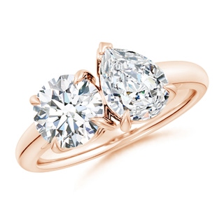 7.4mm FGVS Lab-Grown Round & Pear Diamond Two-Stone Engagement Ring in Rose Gold