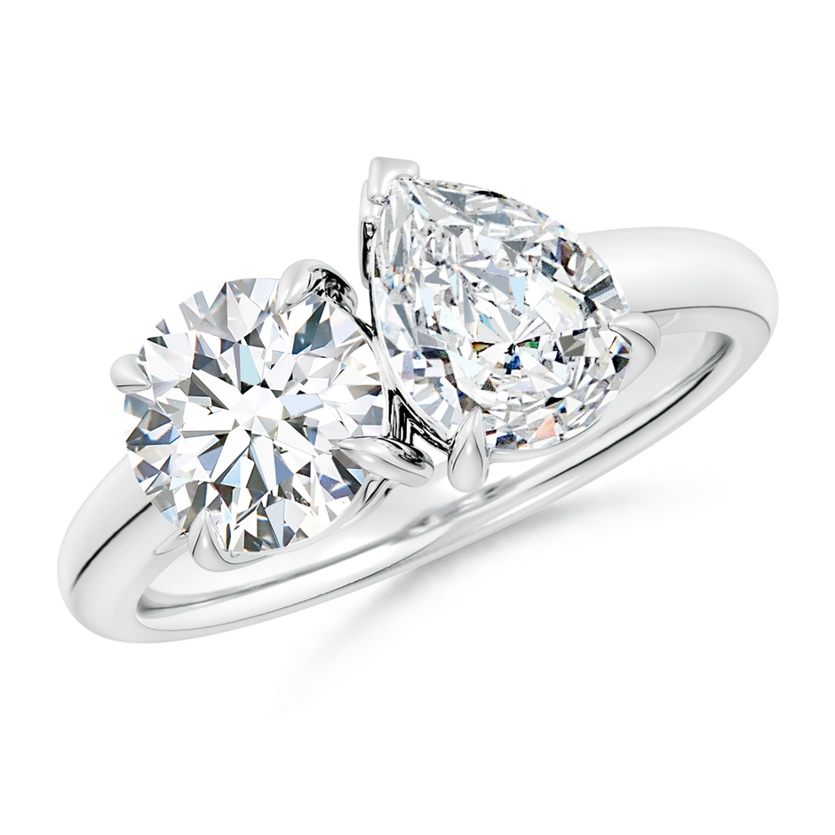 7.4mm FGVS Lab-Grown Round & Pear Diamond Two-Stone Engagement Ring in White Gold 