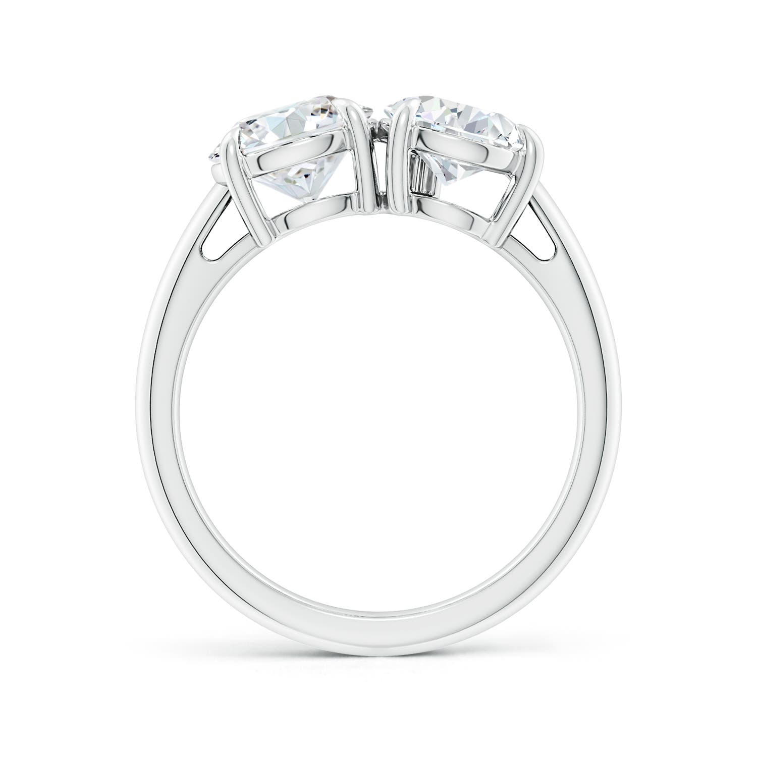 7.4mm FGVS Lab-Grown Round & Pear Diamond Two-Stone Engagement Ring in White Gold - side 3