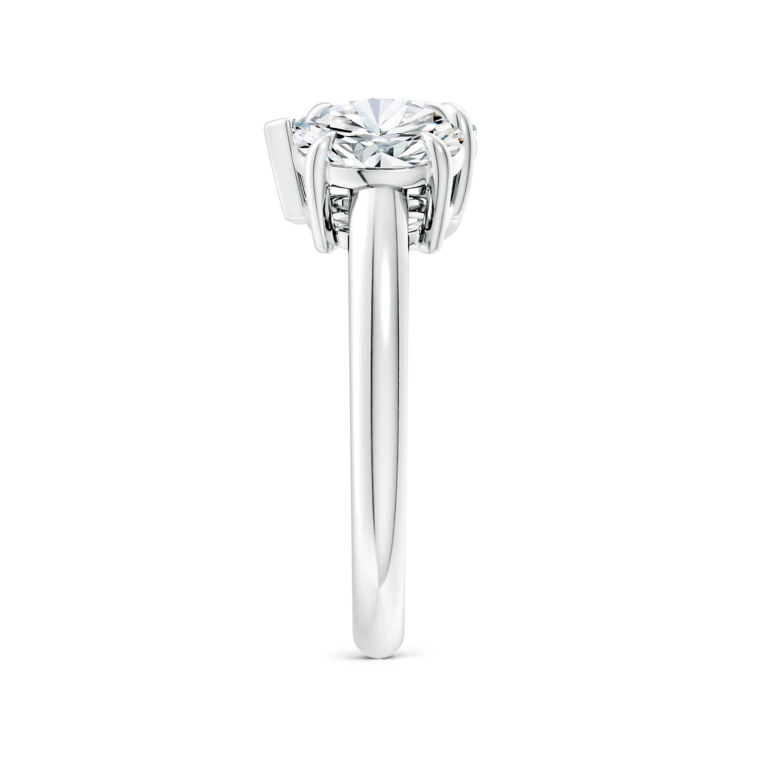 7.4mm FGVS Lab-Grown Round & Pear Diamond Two-Stone Engagement Ring in White Gold - side 4