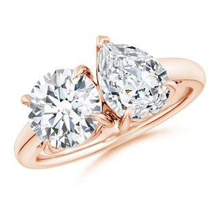 8mm FGVS Lab-Grown Round & Pear Diamond Two-Stone Engagement Ring in 18K Rose Gold